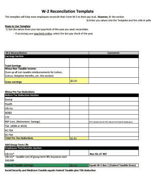 W-2 Reconciliation Template