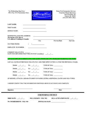W-4 Nonresident Alien Tax Withholding Form