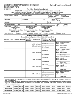 UnitedHealthcare Student Dental Insurance Enrollment Form