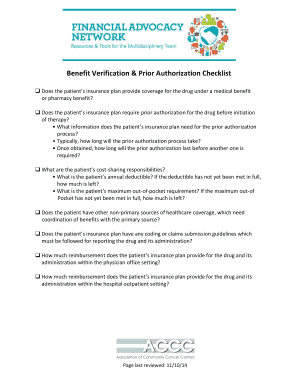 Benefit Verification & Prior Authorization Checklist