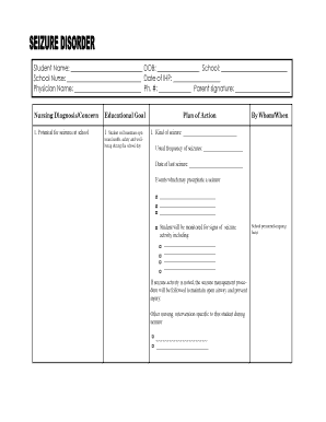Individualized Health Plan for Seizures
