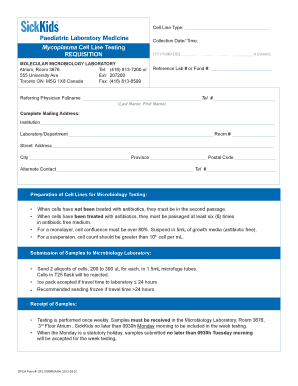 Mycoplasma Cell Line Testing Requisition
