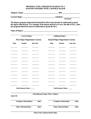 Master’s Degree Double Major Proposal Form