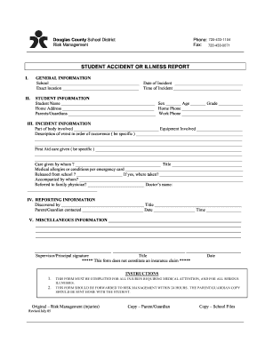 Student Accident or Illness Report