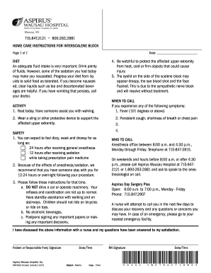 Home Care Instructions for Interscalene Block
