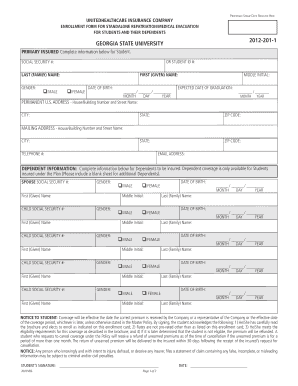 Georgia State University Repatriation/Medical Evacuation Enrollment Form