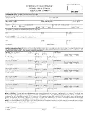 Southeastern University Dependent Enrollment Form