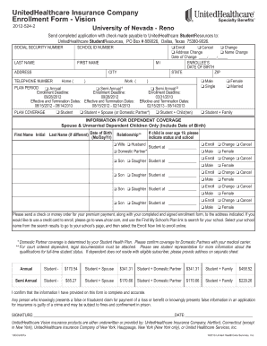 UnitedHealthcare Vision Insurance Enrollment Form