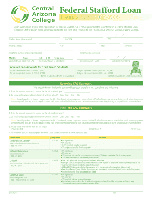 Federal Stafford Loan Request Form