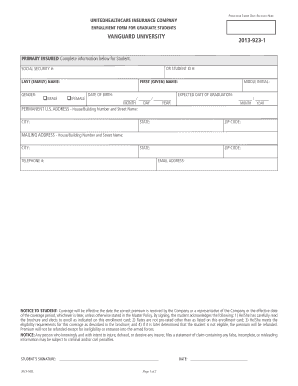 Graduate Student Health Insurance Enrollment Form