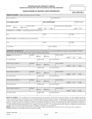 Continuation Enrollment Form for Students and Dependents