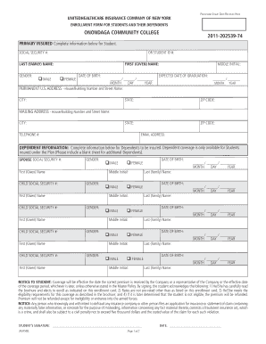 Student Insurance Enrollment Form