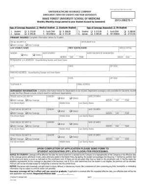 Wake Forest University Student Insurance Enrollment Form