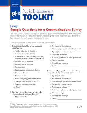 Public Engagement Communications Survey