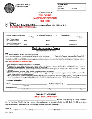 California Marriage Record Request Form