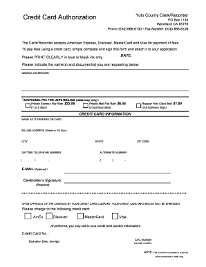 Credit Card Authorization Form