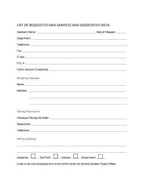 DNA Sample Request Form