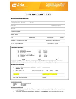 BIO Onsite Registration Form