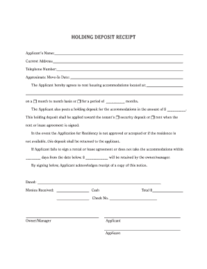 Holding Deposit Receipt