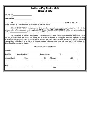 Notice to Pay Rent or Quit