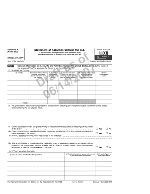 Schedule F Statement of Activities Outside the U.S.