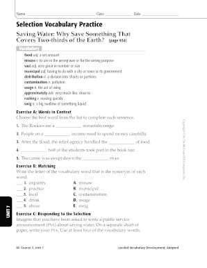 Vocabulary Practice Worksheet