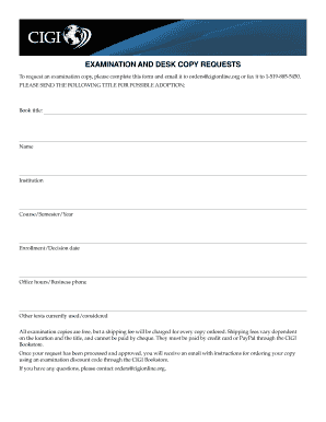 Examination Copy Request Form