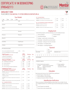 Certificate IV in Bookkeeping Enrollment Form