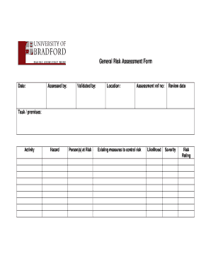 Cardiac risk assessment form - General Risk Assessment Form - bradacuk - brad ac