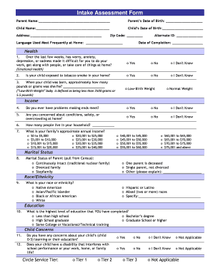 Intake Assessment Form