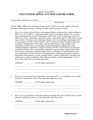 VOLUNTEER APPLICANT DISCLOSURE FORM