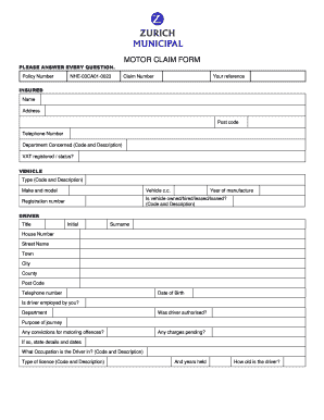 Motor Claim Form