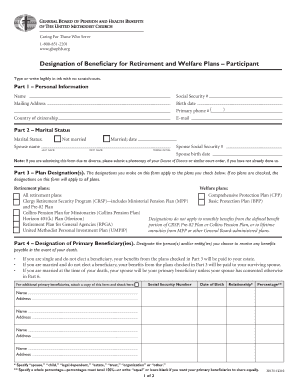 Designation of Beneficiary for Retirement and Welfare Plans