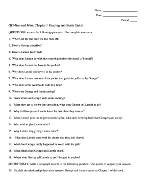 Of Mice and Men Reading and Study Guide