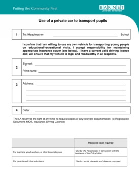 Private Car Transport Consent Form
