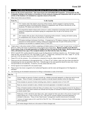 Form 225 VAT Return for Notified Oil Companies