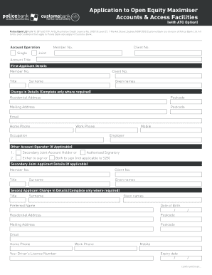 Application to Open Equity Maximiser Account