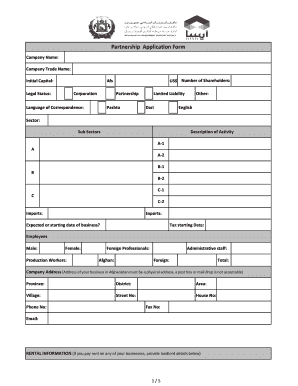 Afghanistan Partnership Application Form