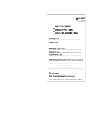 Formular zur Einreichung einer Master-/DIPLOMARBEIT