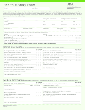 Health History Form