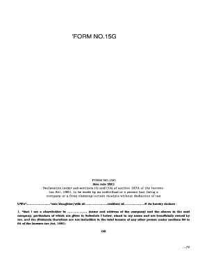 Form 15G Declaration