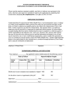 Tuition Reimbursement Employee Statement and Approval Form