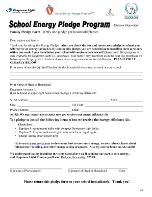 School Energy Pledge Program Form