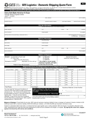 GES Domestic Shipping Quote Form R-8