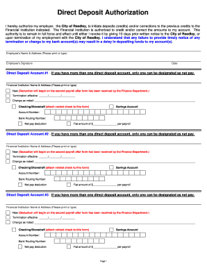 Direct Deposit Authorization Form