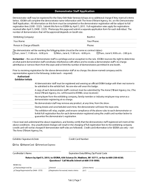 Fillable Online iddba Dairy-Deli-Bake 2015 Demonstrator Applications ...