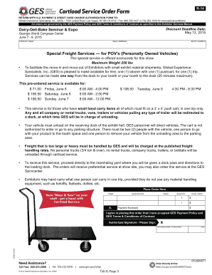 Cartload Service Order Form