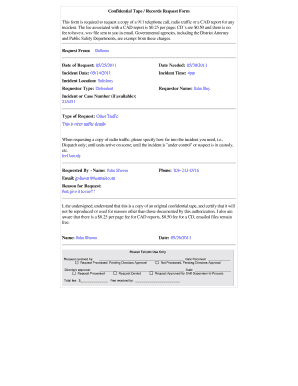 Confidential Tape Records Request Form