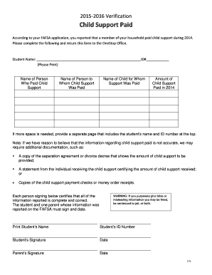 Child Support Verification Form