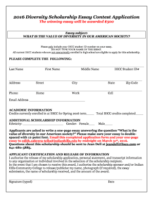 Diversity essay scholarship competition